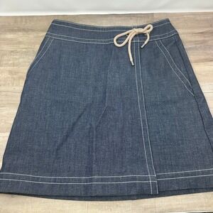 Ann Taylor Women's‎ Blue Denim Faux Wrap Lined A- Line Skirt Size 4P Petite